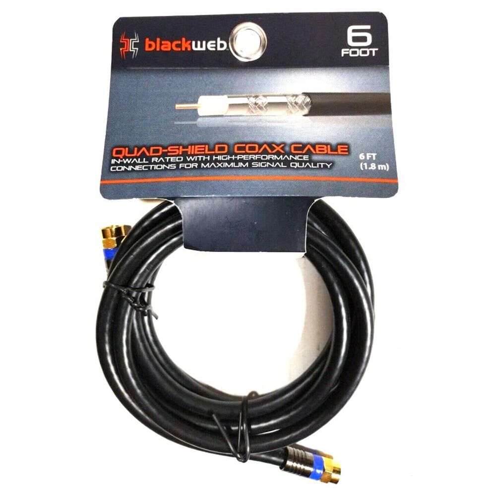 Blackweb 6 Feet Quad Shield Coax Cable Ideal for Home Theater Sytems 1843A